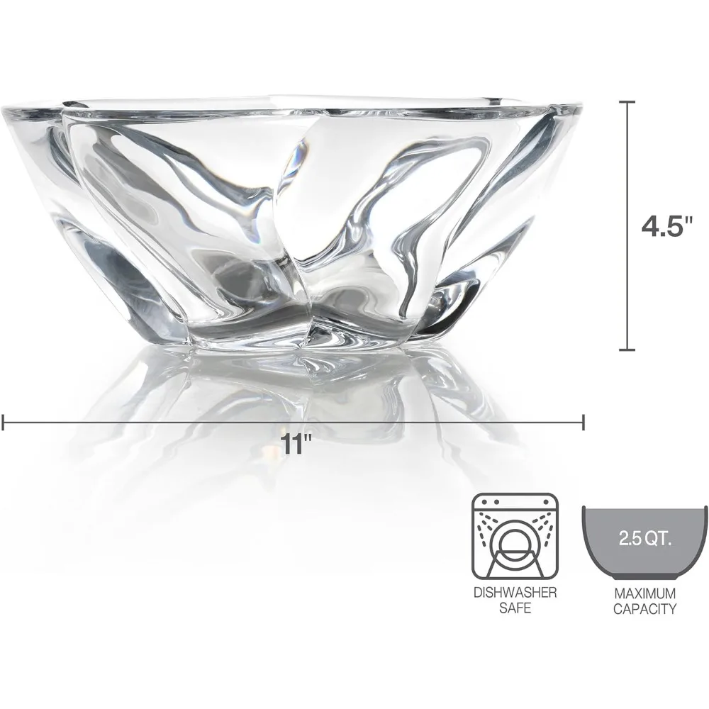 

Элегантная 11-дюймовая чаша из хрустального стекла с диагональным поворотным дизайном — идеально подходит для домашнего декора и подарка