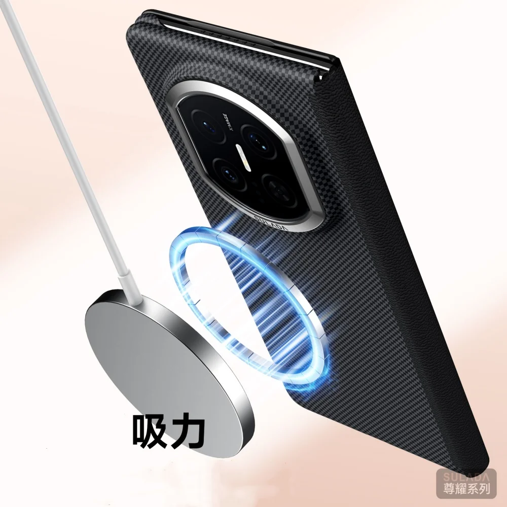 Luxury Carbon Fiber Pattern Leather Flip Case For Huawei Mate X5 X6 X7 Window View Cover