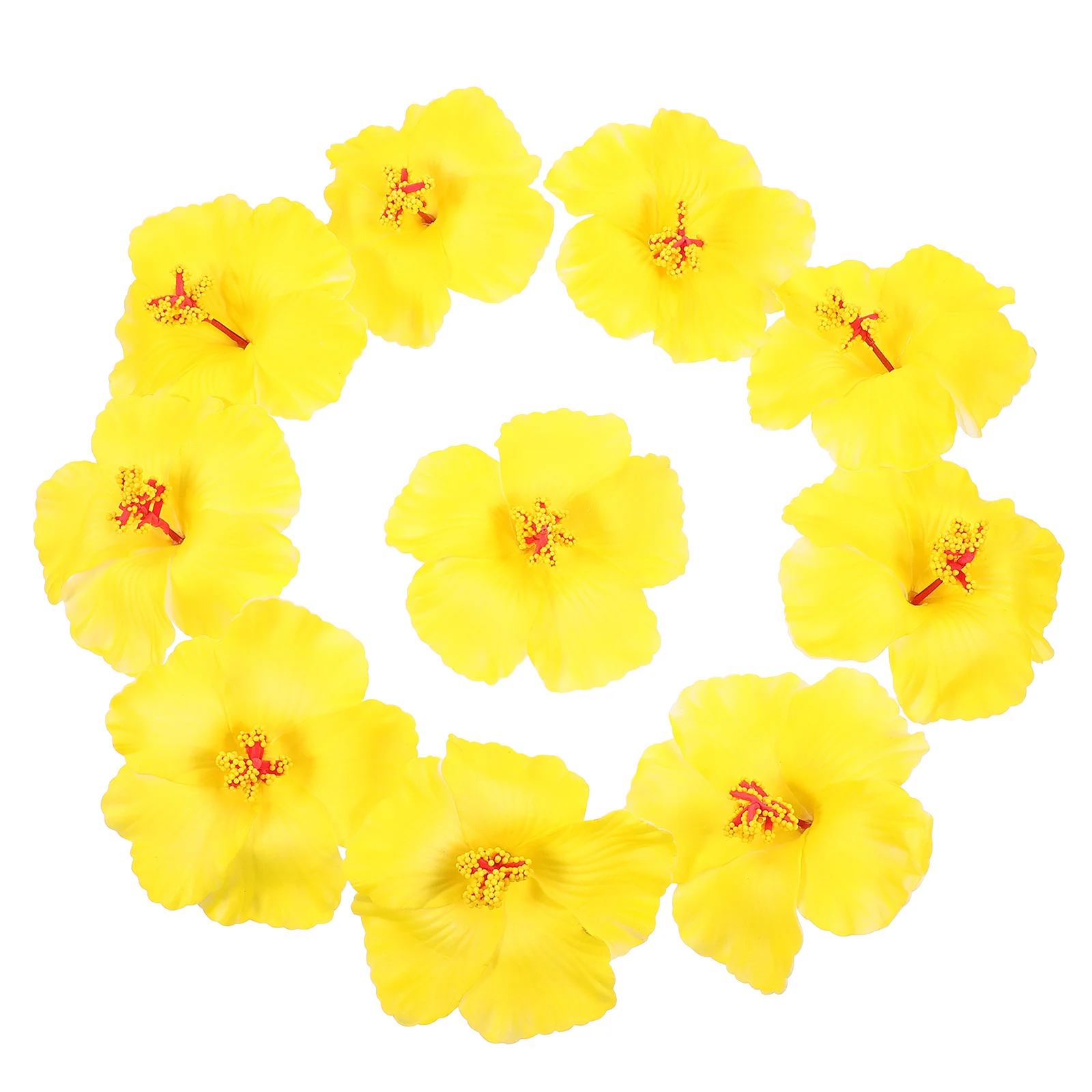

10 Pcs Artificcial Flowers Artificial Hibiscus Eva Hawaiian Fake Blooming Floral Decor