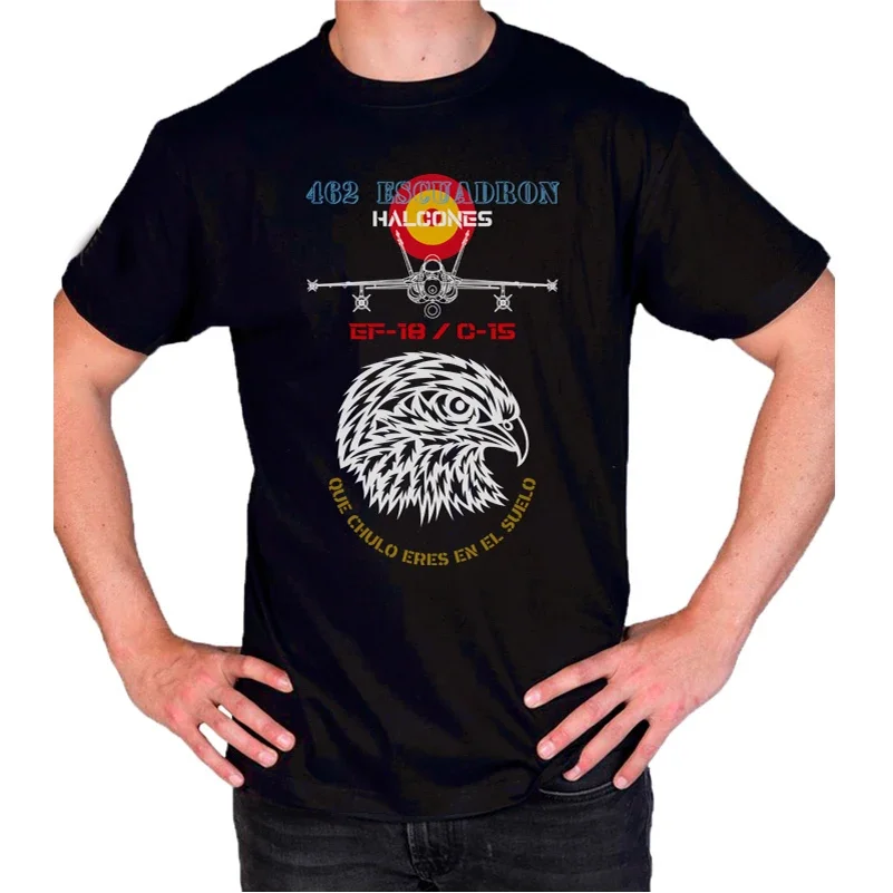 Camiseta de la Fuerza Aérea Española EF18 Hornet Heritage 462 Escuadrón Falcon. Camiseta de algodón de primera calidad con cuello redondo y manga corta para hombre, nueva S-3XL