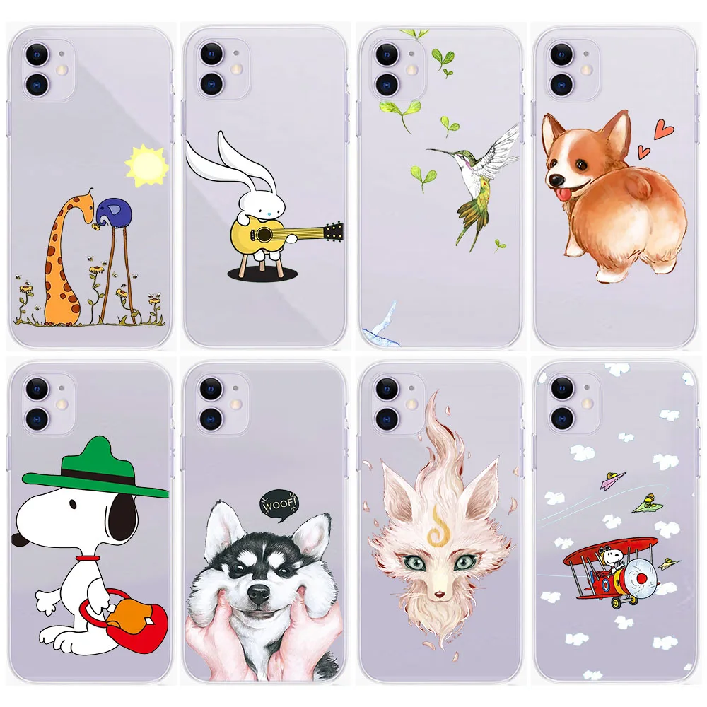 Transparent Hollow Out Case for LG V60 THINQ5 V50 V40 Stylo 6 Q61 Q60 Q52 K30 K92 K62 ZB10 Dog Animal Cover