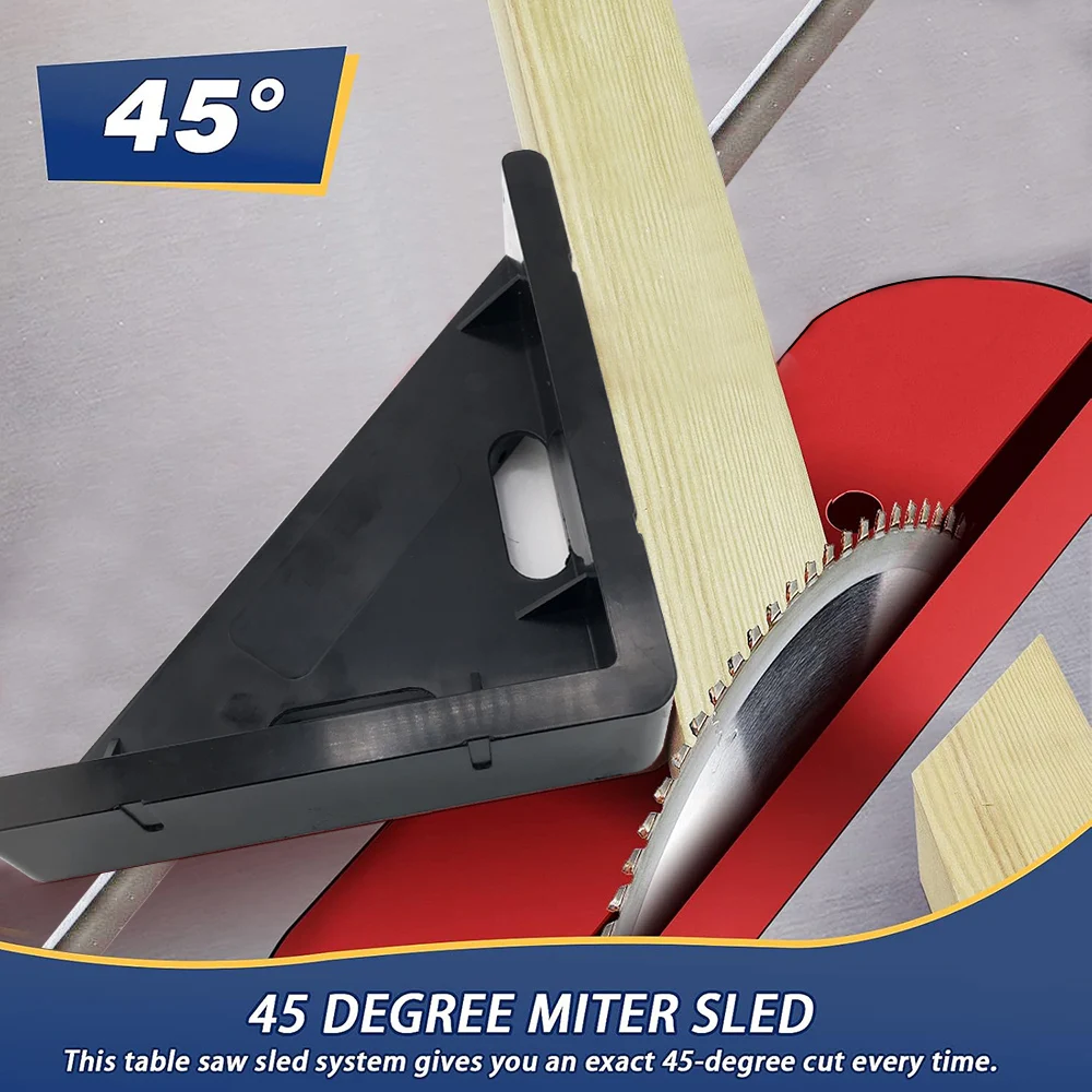 Trineo de inglete de 45 grados, corte de inglete de 45 grados, ranura de inglete, Sierra de mesa para carpintería, herramienta auxiliar, posicionador de Sierra de mesa de inglete