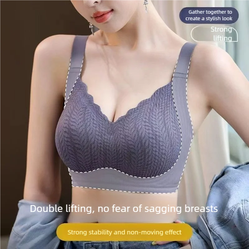 Lingerie com sensação feminina, sutiã levantador, reunindo, anti-flacidez e retração de seios, sem armação, sutiã de copa fixa 847