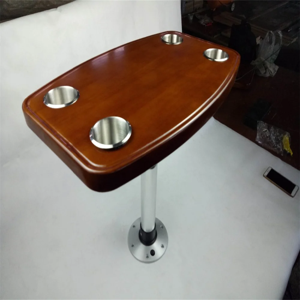 Varnished Painted Oak Table Top 600x380mm 4 Cup Holders Caravan RV Marine Boat