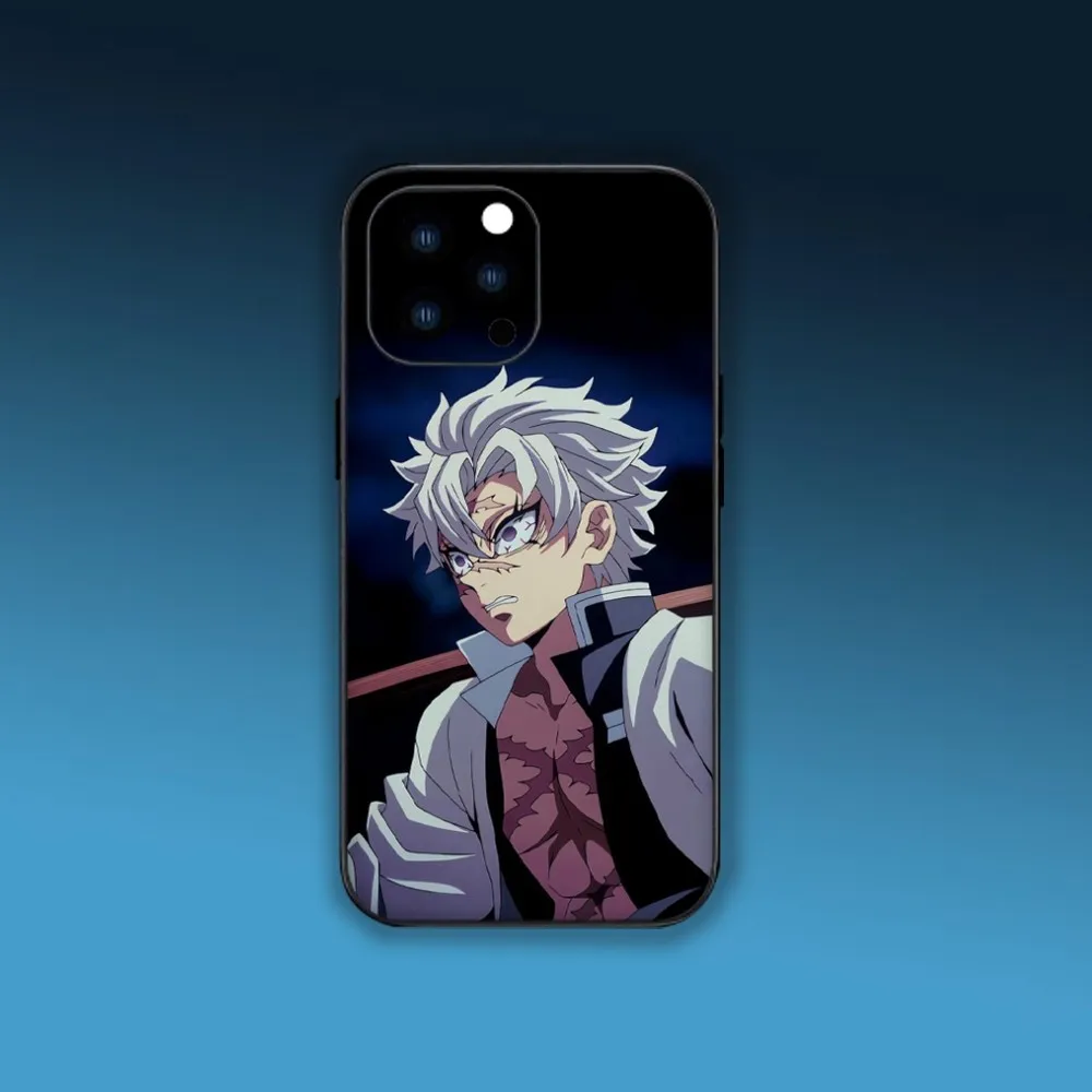 Kimetsu No Yaiba Shinazugawa Sanemi Phone Case For iPhone Mini 11 12 13 Plus Pro Max 14 15 XR XS Black Shell