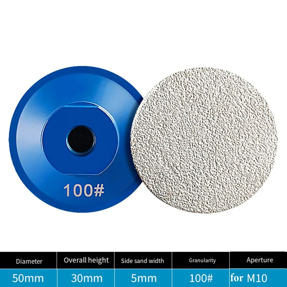 2 Inch Brazed Flat Grinding Head Marble Stone Countertop Trimming Rough Polishing Disc Angle Grinder Abrasive Pad M10 Thread
