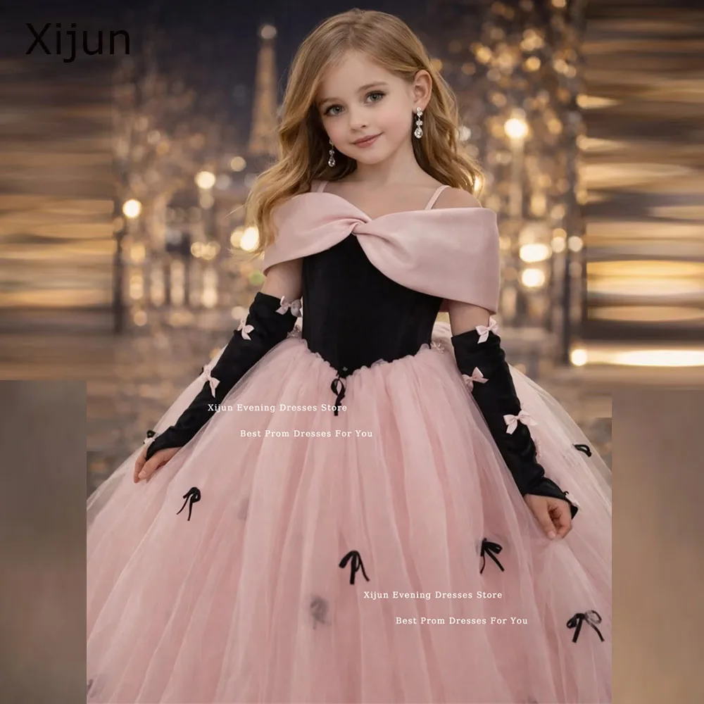 

Xijun Gorgeous Black Red Baby Flower Girl Dresses Halter Bow Back Birthday Party Dresses Wedding Dresses For Kid 2026 Customized
