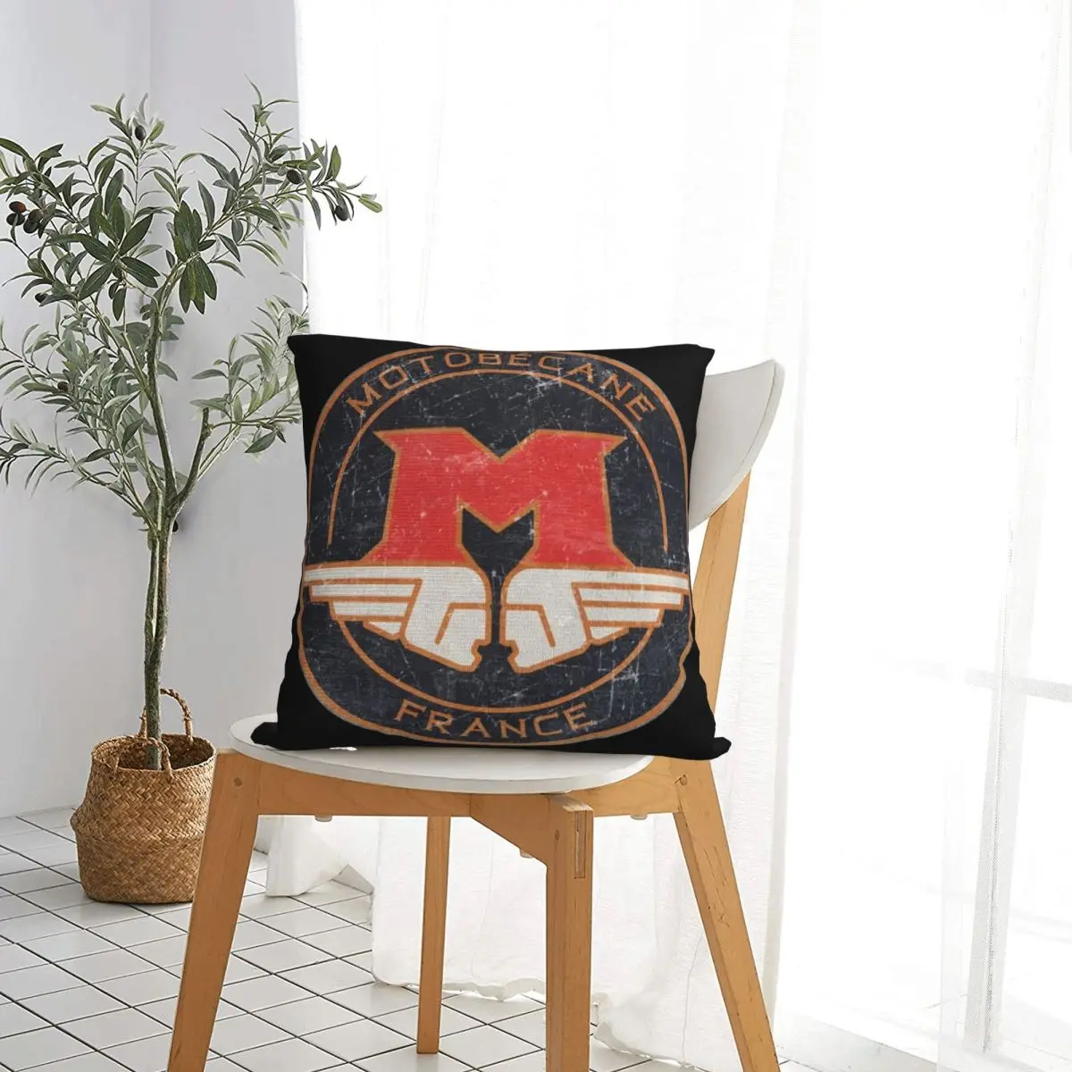 MOTOBECANE . Retro Badge Square Pillowcase Pillow Cover Cushion Throw Pillow for Home Sofa Living Room