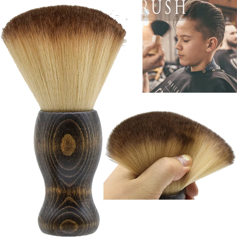 Professional Neck Dusting Brush Wooden Handle Soft Salon Hairdressing Cleaning Brushes Hairdresser's Styling Tools