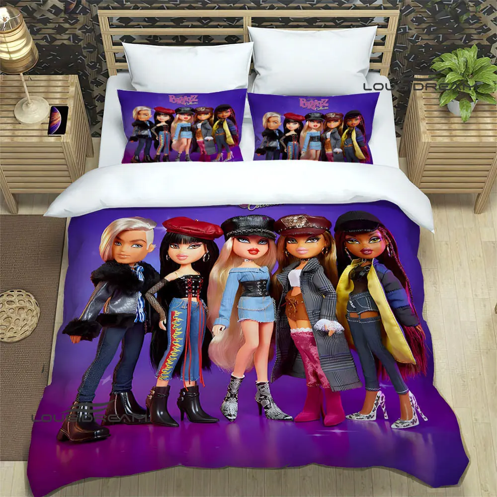 Set di biancheria da letto stampati in cartone animato Bratz set di forniture per il letto squisito set copripiumino set di biancheria da letto