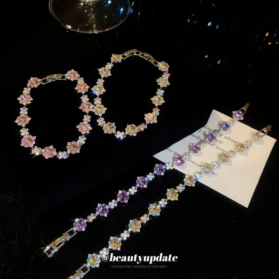 Sparkling Violet Crystal Starlet Wristlet Shimmering Milky Way Romantic Prom Jewelry Elegant Statement Accessories Gifts