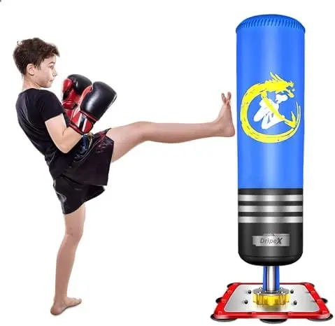 Freestanding Punching Bag - Kids Heavy Boxing Bag with Suction Cup Steel Base, 47'' Standing Kickboxing Bags Children Kick Punch