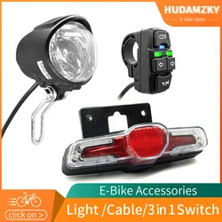 Electric Bicycle QD139 Headlight and D-05DC Taillight DK336 Horn Switch Cable Parts Rubber Ebike Parts Accessories