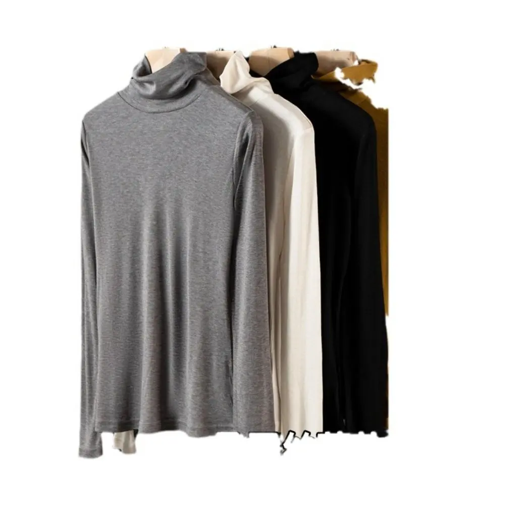 

Yuyue Women's Solid Color Silk Turtleneck Base Shirt Warm Slim Fit Top Comfortable Thin Knit Sweater Innerwear