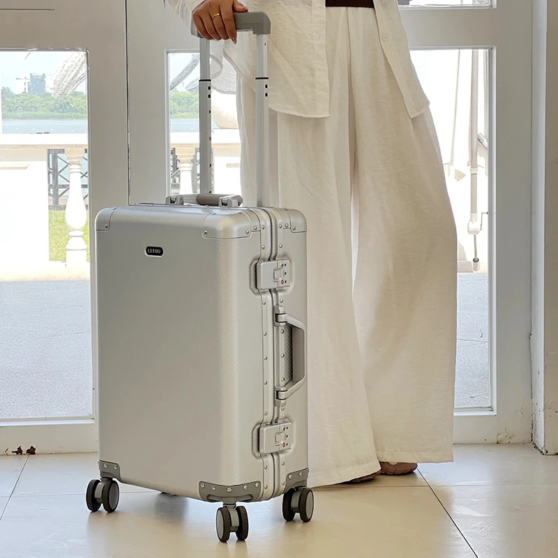 

100% Aluminum-magnesium Alloy Travel Suitcase High Quality Rolling Luggage 20/24/26/28 Trolley Luggage Carry-On Cabin Suitcase