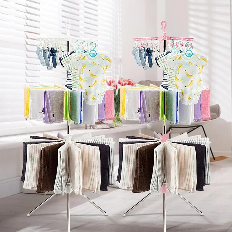 Foldable Drying Rack With Clips Foldable 3 Tiers Drying Rack With Stainless Steel Indoor Outdoor Laundry Hanger For Towels Socks