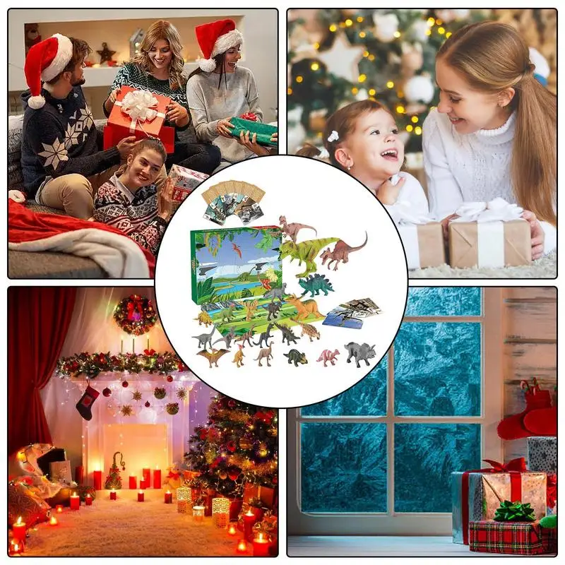 Dinosaur Advent Calendar Box 24 Days Christmas Countdown Calendar Toys Dinosaur Figurines Ornament Kids Birthday Christmas Gifts