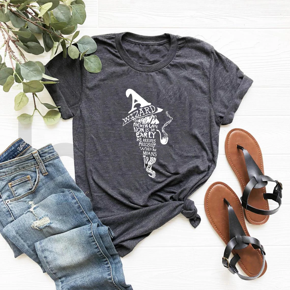 A Wizard Is Never Late Nor Is He Early T-shirt Wizard T-Shirt Gandalf Quote Shirt Witch Craft Tee Women Tshirts Vintage Tops