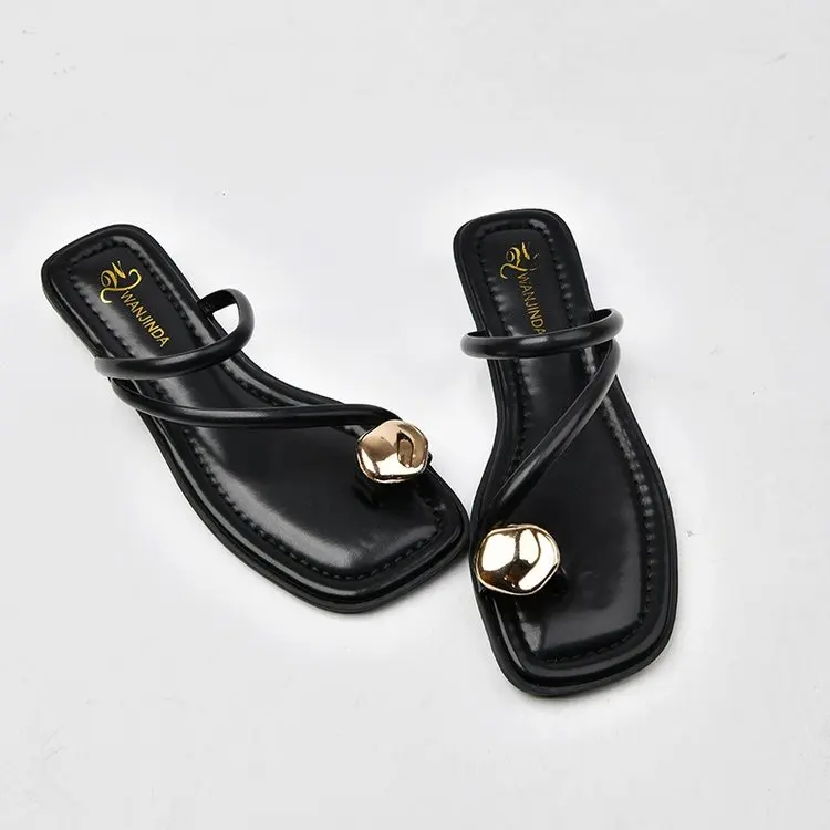Elegante Damen-Slip-On-Sandalen mit eckiger Zehenpartie, Sommer 2025, offenes Design, synthetisches Obermaterial, Gummisohle, bequeme Passform, lässige Schuhe – Detail 4