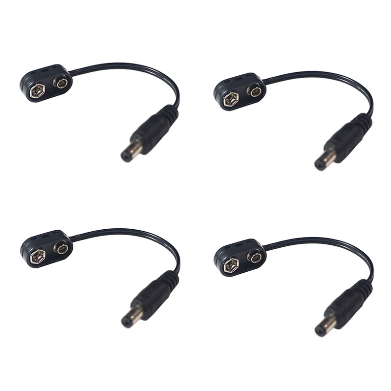 

4pcs 9V Battery Clip Converter Male DCJack Plug Power Cable Snap Connector Guitar Effect Pedal Battery Power Supply Adapter
