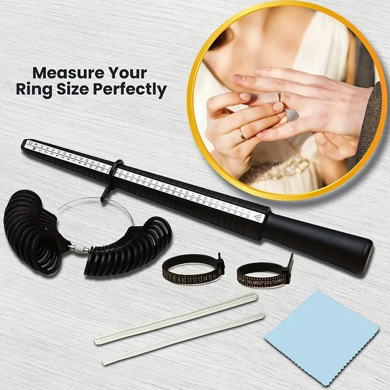 

7-PieceRingSizerSet w/ Adjuster |PlasticRingMeasuringGauge + ConeTool for LooseRingFix | JewelryTools Wholesale Pricing