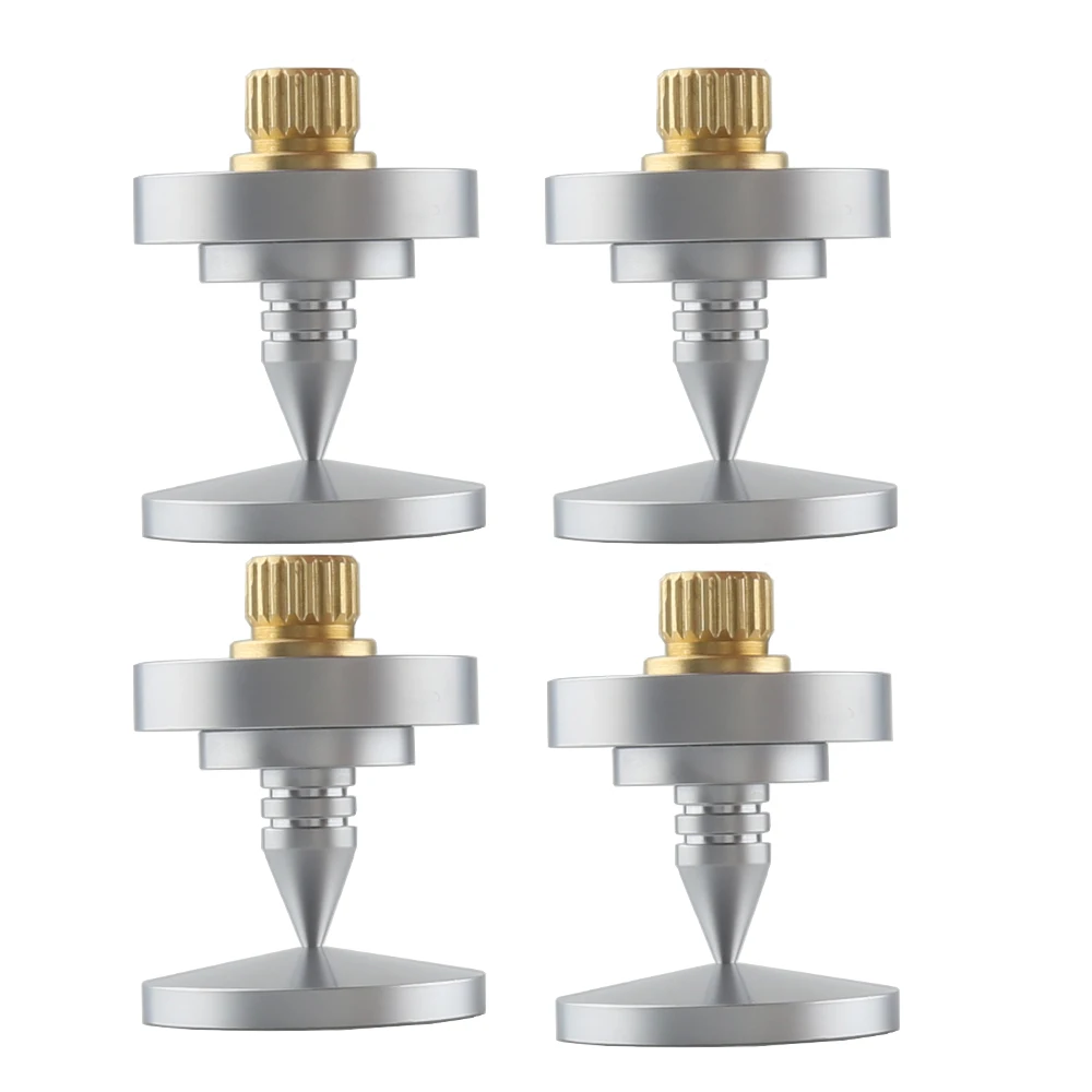 High Quality 4pcs Silver F4635 Speaker Spike Isolation Feet Brass Cone Turntable Amplifier Amp adjustable Speake Pad