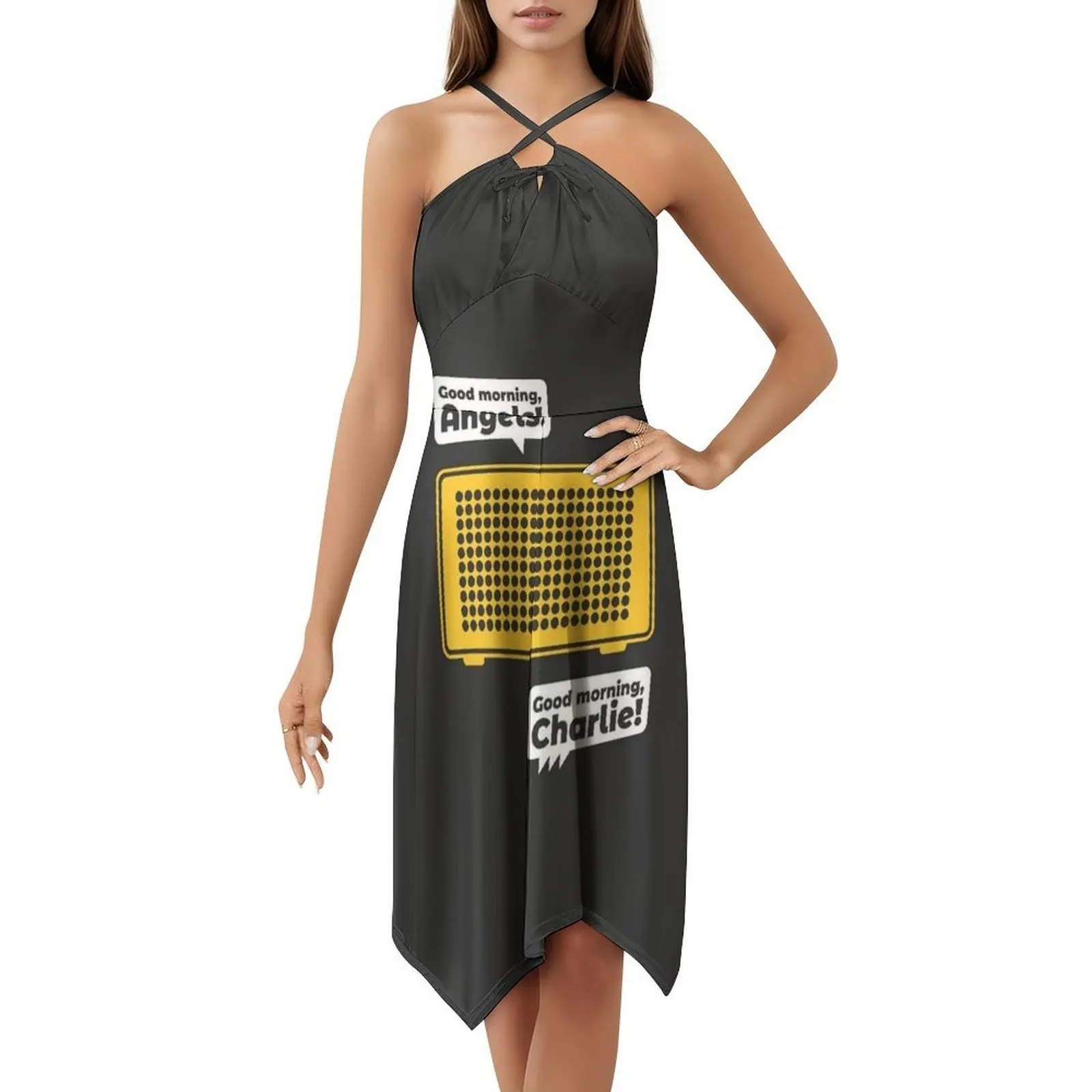 ملائكة الصباح الخير! صباح الخير تشارلي! فستان على الطراز الكوري للنساء فستان كاجوال أنيق للحفلات أو مكبر صوت للارتداء اليومي #5
