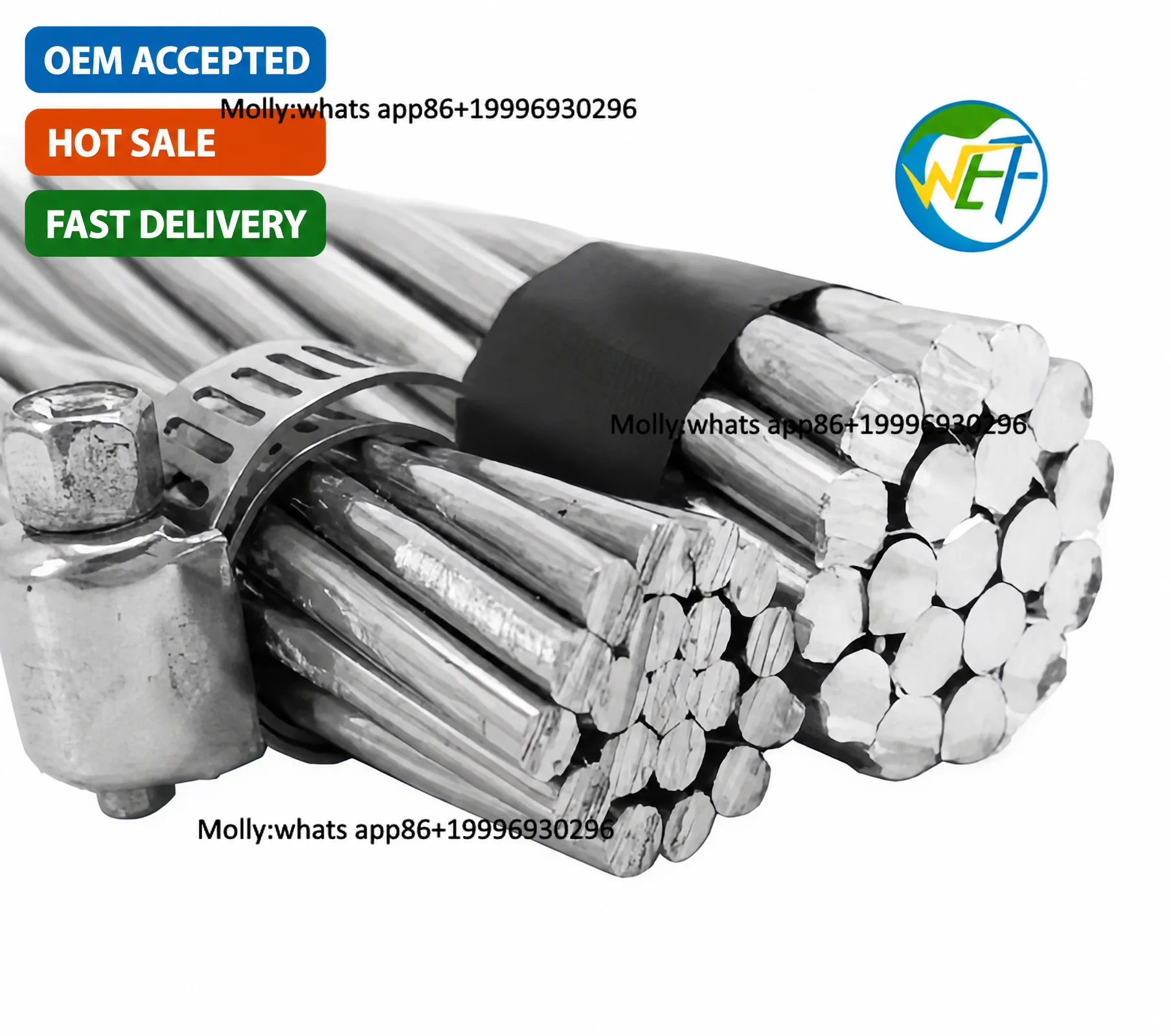 1/0 2/0 AWG Stranded Cable  Aluminum Alloy Bare Conductor Wire Customized Size AAC ACSR ABC AAAC Electrical Wire