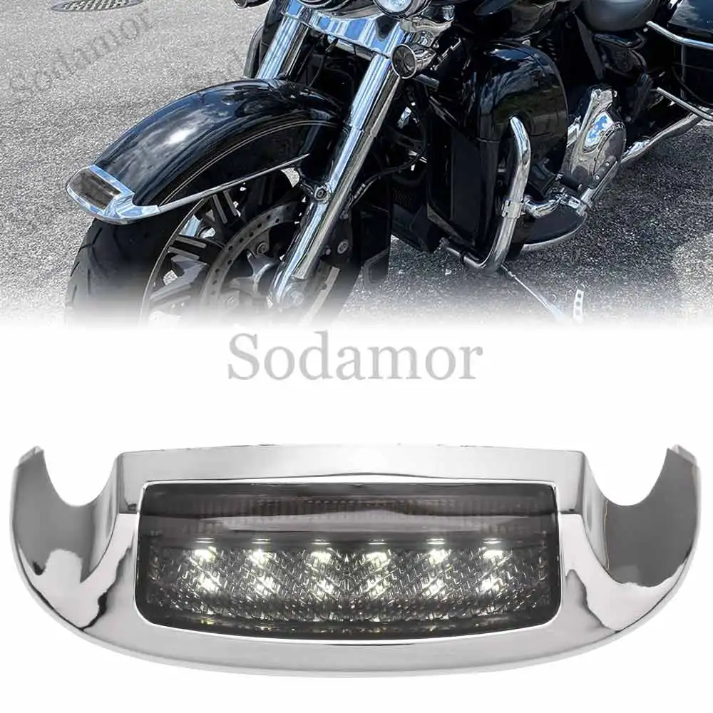 New Motorcycle Front Rear Fender Tip Light Lamp Edge Accessory Clear For Harley Touring Electra Glide Ultra Classic Limited Low