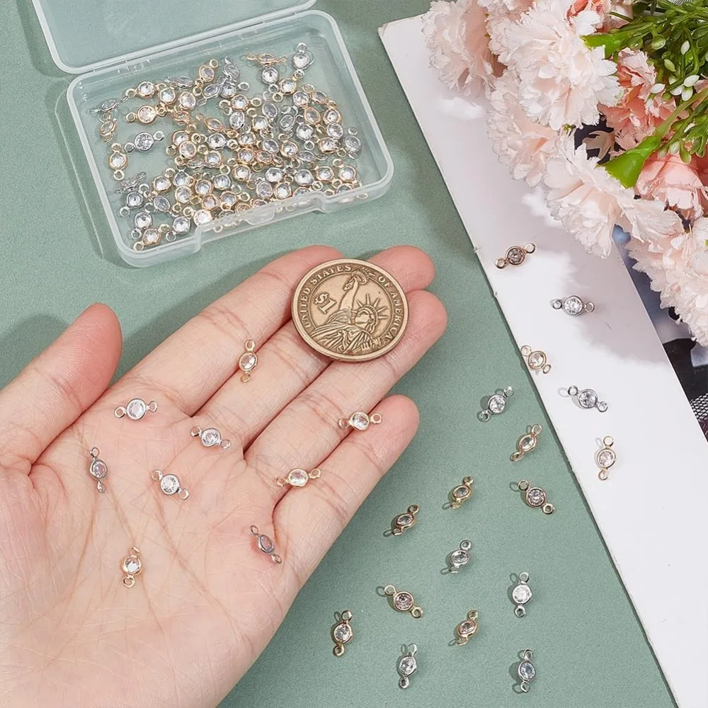 100 قطعة 2 ألوان شقة مستديرة جوهرة الميلاد السحر الزجاج حجر الراين الروابط كريستال سحر النحاس الماس موصلات السحر صنع عدة #4