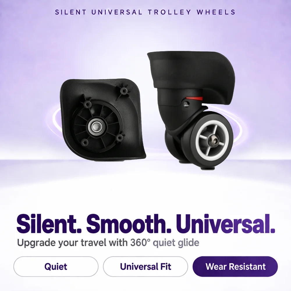Universal Trolley Luggage Wheels Silent Smooth 360° Swivel Replacement Caster Wheel for Travel Suitcase Business Bag Pair