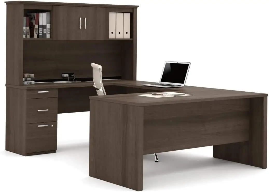 U or L-Shaped Executive Office Desk with Pedestal and Hutch in Antigua, 66W Item dimensions L x W x H	95.5 x 66 x 66.5 inches