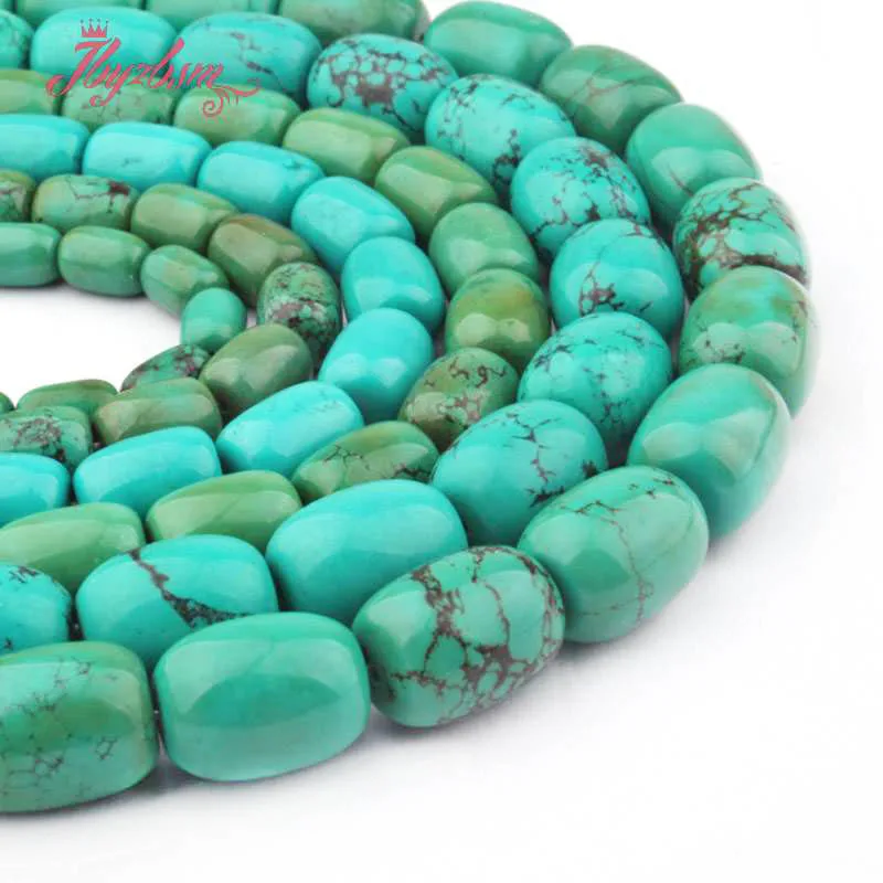 Natural Turquoise Column Stone Beads For Necklace Jewelry Making Spacer Strand 15 Inches DIY Loose Beads 8x12mm 10x14mm 12x16mm
