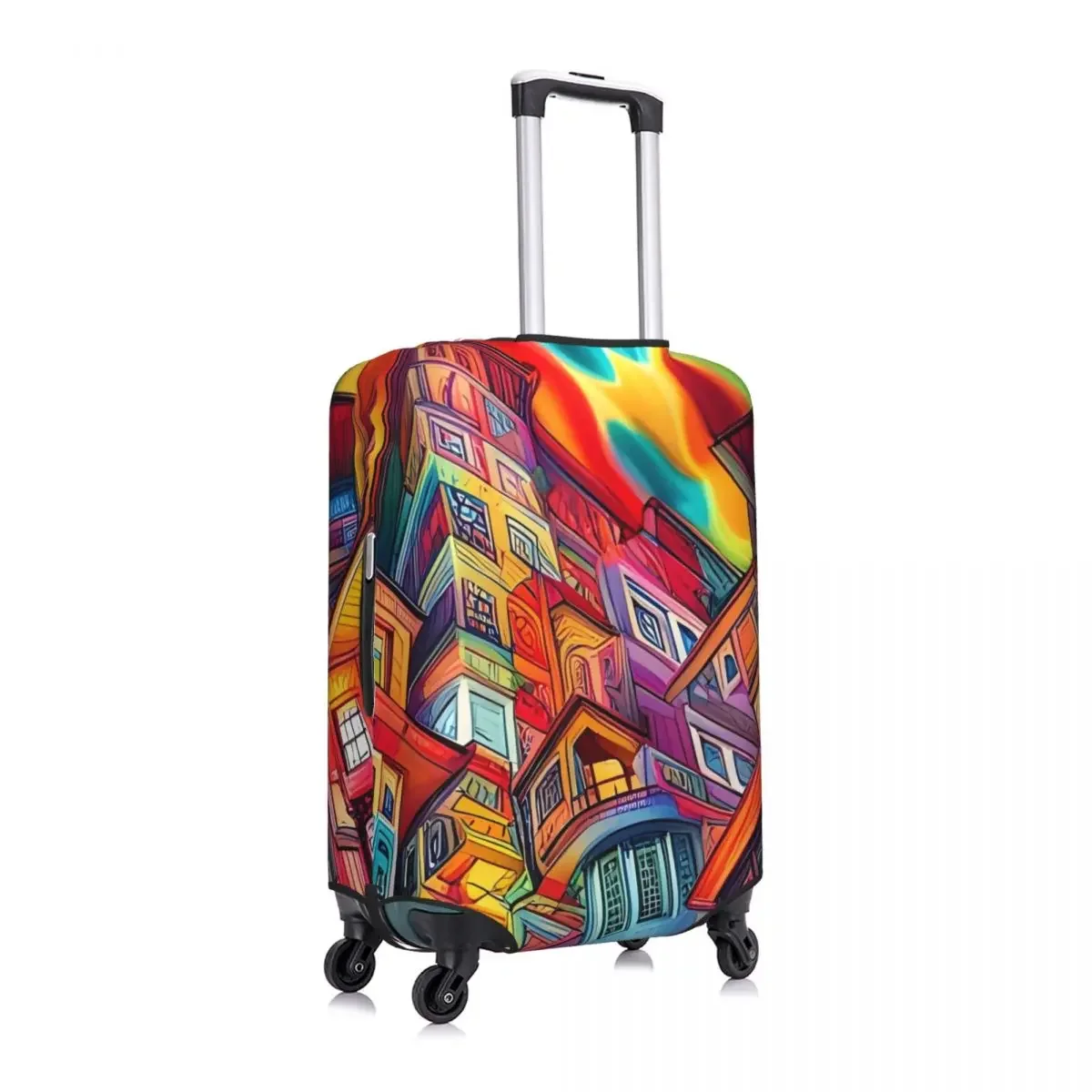 Graffiti City Suitcase Cover Flight Colorful Abstract Fun Luggage Supplies Business Protector