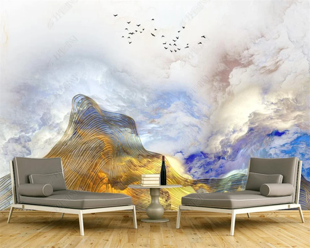 beibehang papier peint Customized modern new Chinese style golden deer landscape TV, bedroom, living room landscape wallpaper