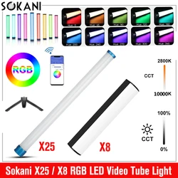 SOKANI X25 X8 RGB LED Tube Light Handheld Stick Video Photography Light 2800K-10000K 3000mah Wireless APP Remote Control Lamp