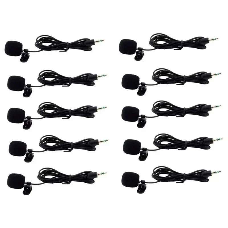 Lot 10pcs Mini 3.5mm Plug Tie Lapel Lavalier Clip-On Microphone Mic for Lectures Teaching PC