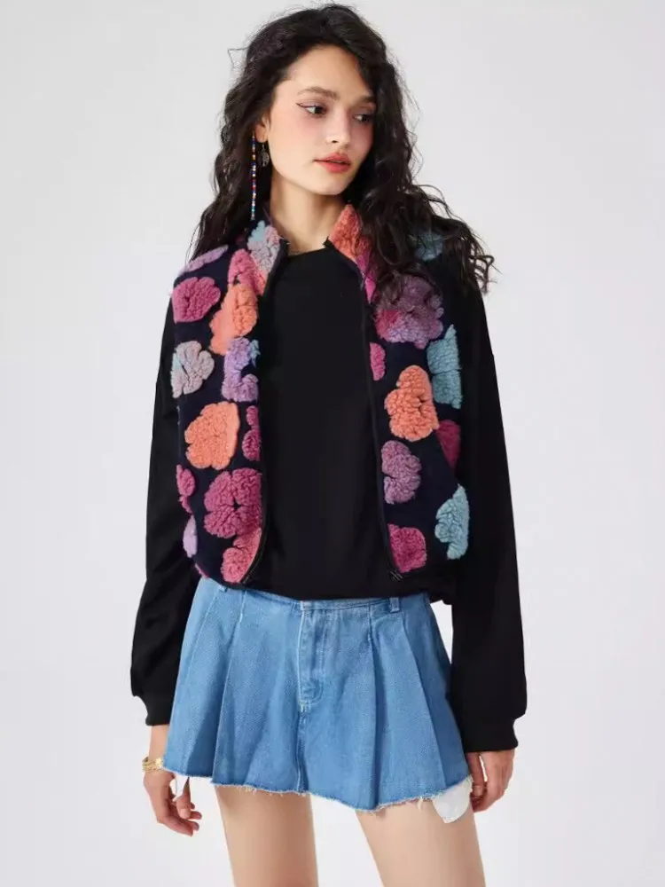 Three Dimensional Flowers Vest Jacket Women Clothing Luxury Korean Elegant Sleeveless Vintage Fashion Coat Top Waistcoat Floral