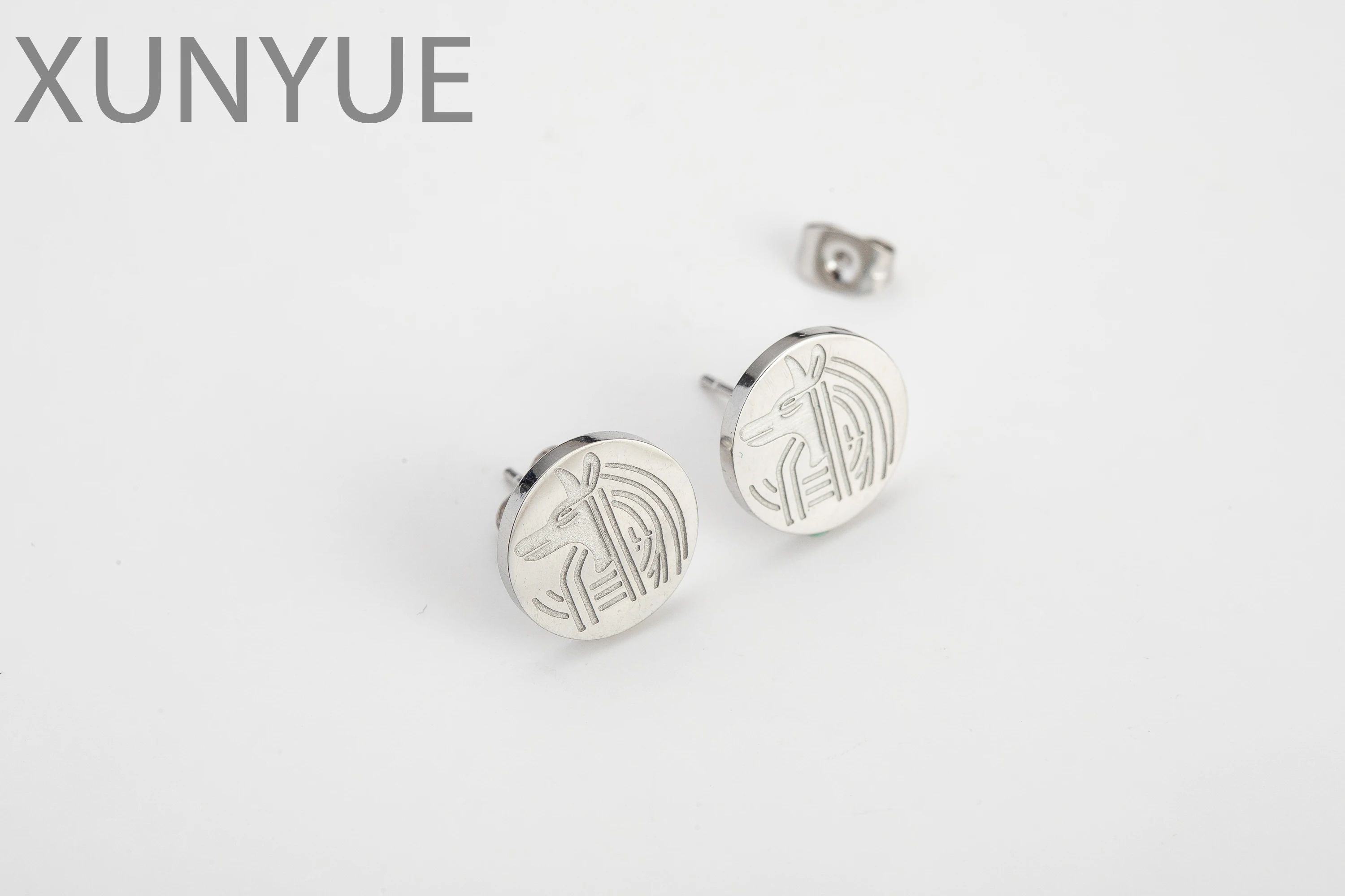 XUNYUE Stainless Steel Egyptian Gods  Horus Anubis Ear Studs  Vintage Pharaoh Totem  Earrings Charm  Fashion Jewelry