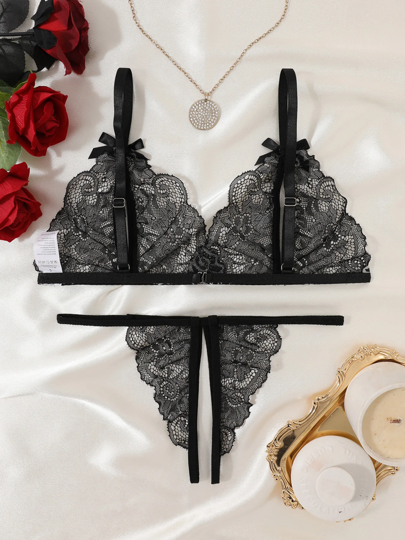 2024 New Sexy Lingerie Fancy Porn Bra Set Woman 2 Pieces Transparent Women\'s Lace Panties Erotic Beautiful Bra And Thong Sets