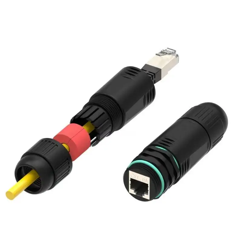 IP68 방수 CAT6A RJ45 커플러 비차폐 실외 이더넷 LAN 케이블 커넥터 UV 노화 방지 설치가 용이함