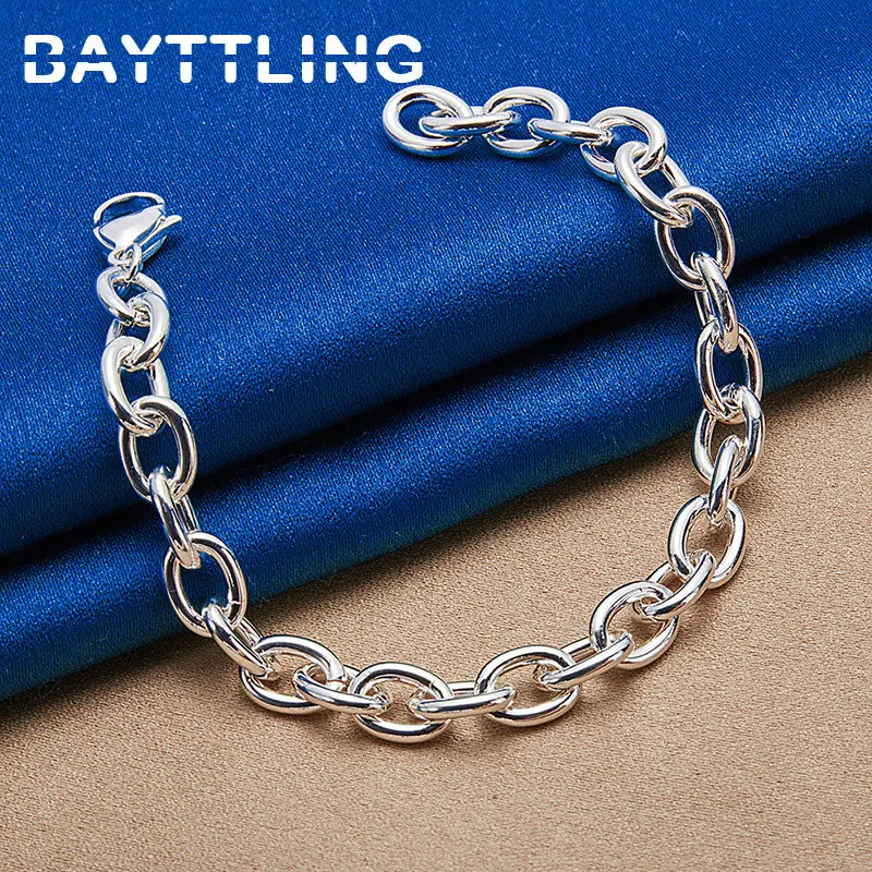 

New 925 Sterling Silver Men's Bracelet Simple Hip Hop 8 Inches Chain For Women Charm Wedding Party Fashion Jewelry Bracelet