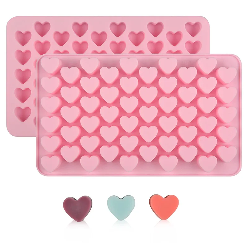 Heart Shaped Chocolate Mold Silicone Non-Stick Candy Heart Pan Food Grade Silicone Heart Moulds for Jelly Muffin Baking Tray