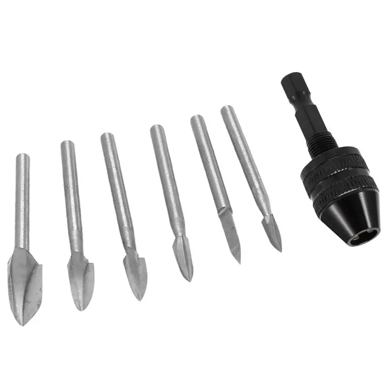 

N10R-7Pcs Wood Carving Bits, 1/8Inchshank HSS Engraving Drill Tool Wood Crafts Grinding Accessories With 4486 Chuck