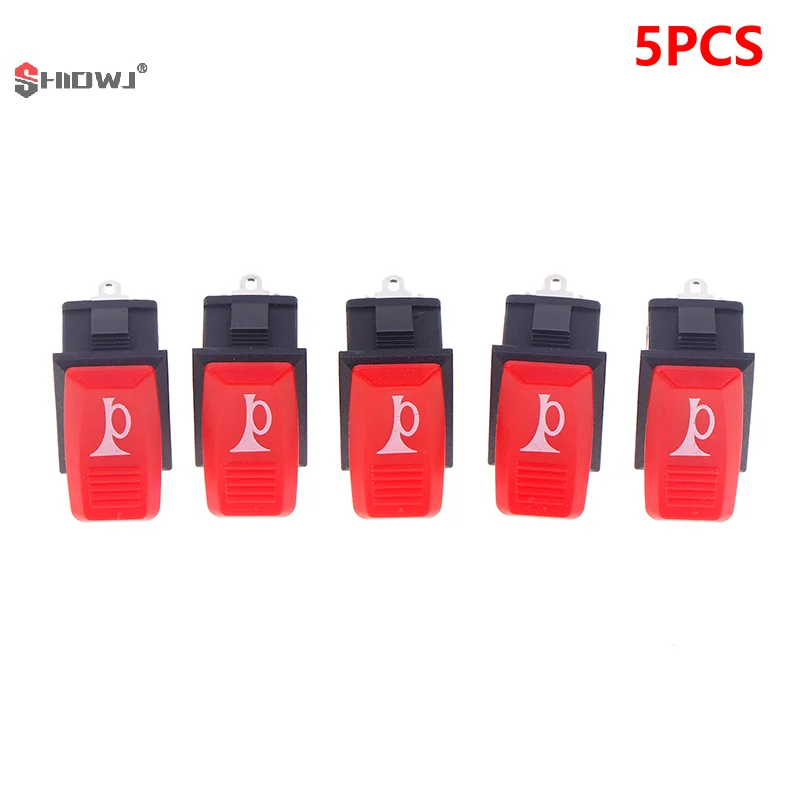 5Pcs Horn Switch Car Button E-bike Motorcycle Horn Universal Momentary Push Rocker Switches Plastic 2 Pin Self-reset Red