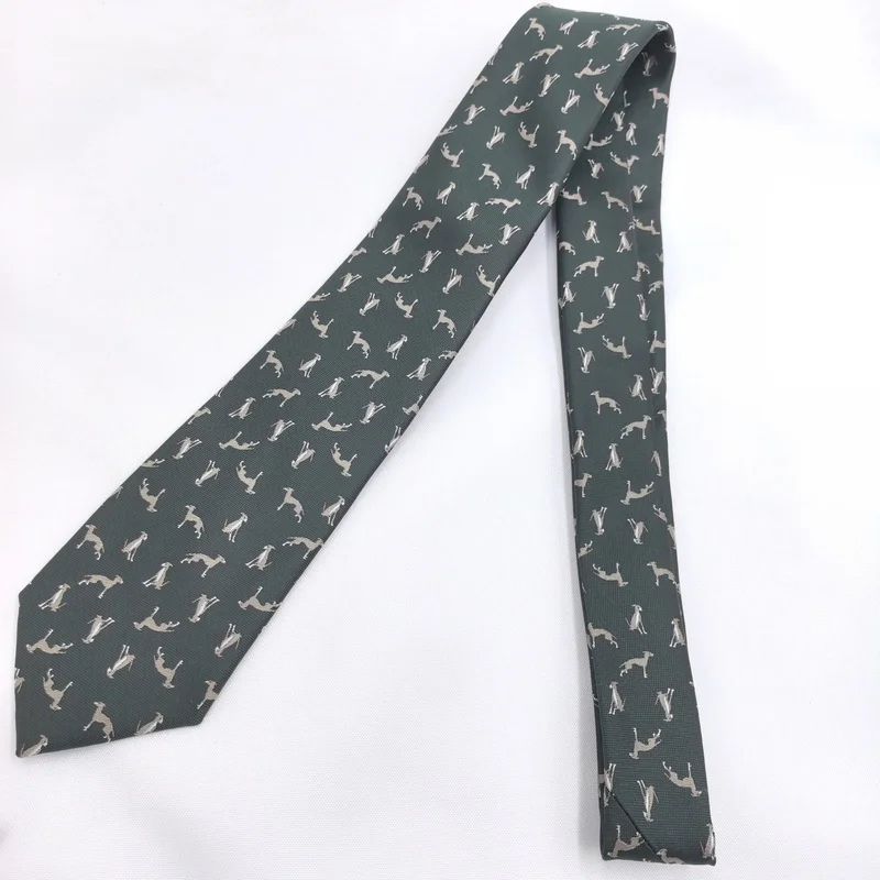Corbata de Perro Galgo Verde Oliva para Hombre, Corbata Única con Estampado de Galgo, Corbata de Negocios Hecha a Mano con Lazo Ajustable de 8 cm para Boda y Fiesta