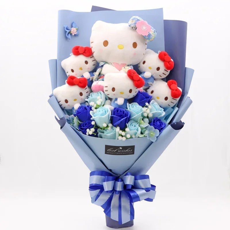 Sanrio Kawaii Hello Kitty Plush Toy Room Decor Plush Bouquet Soft Stuffed Dolls Valentine\'s Day Graduation Kawaii Birthday Gifts