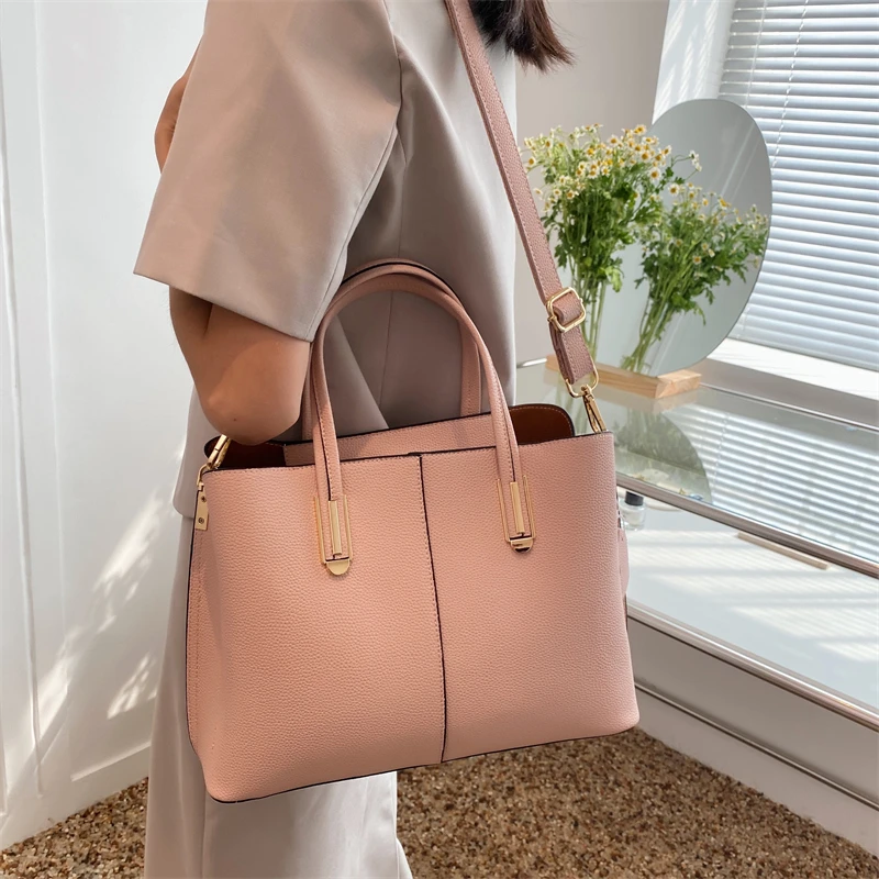 Genuine Leather Women Totes Luxury Large Capacity Femal Simple Designer Ladies Shoulder Bags Real Cowhide Handbag Sac A Main