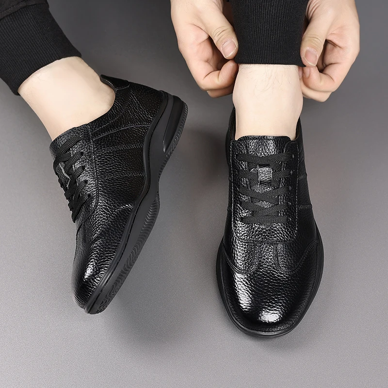 

Мужская повседневная обувь высокого качества, уличные оксфорды для поездок на работу, удобная дышащая мужская деловая кожаная обувь, противоскользящая обувь