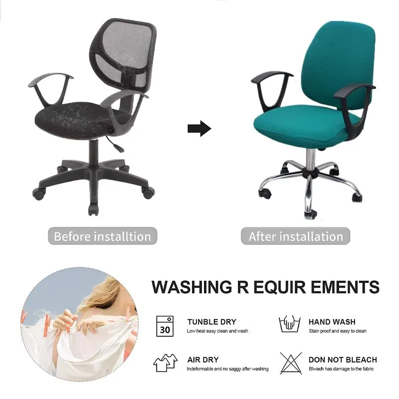 2pcs/set Office Chair Cover Waterproof Chair Cover  Computer Chair Slipcovers Anti-dirty Rotating Gaming Seat Cover Protectors
